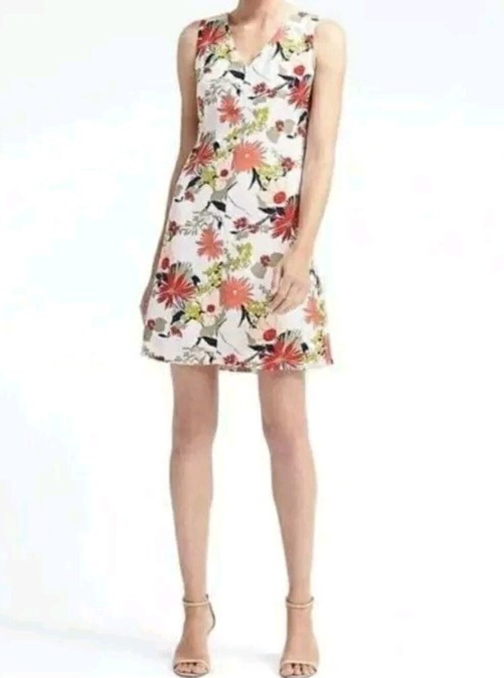 Banana Republic Floral Tropical Beach Dress Size 2 Multicolor Chiffon